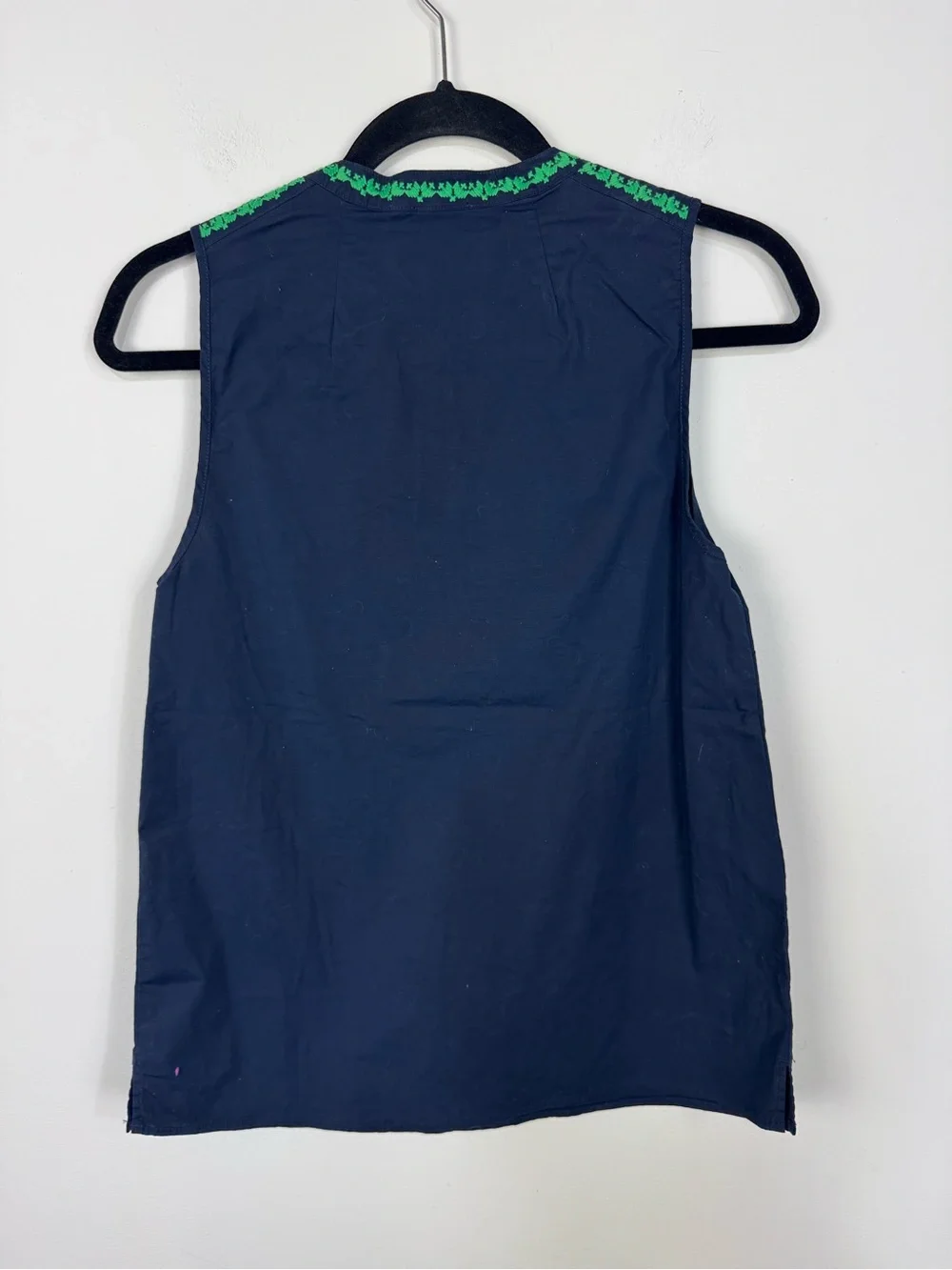 J.Crew Navy & Green Embroidered Tank Top Blouse Dressy